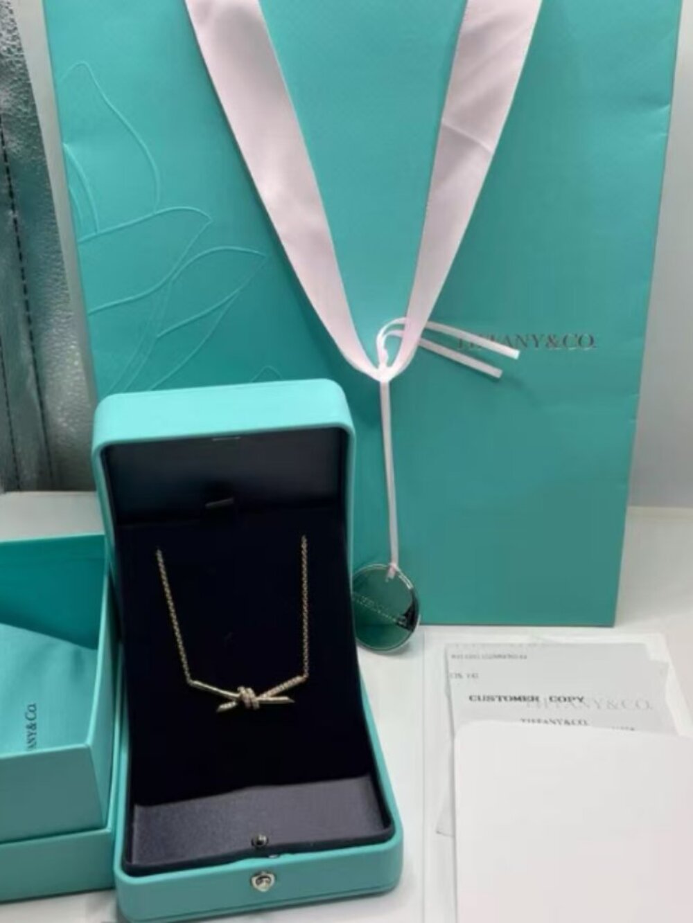 Tiffany Knot 18k Rose Gold Necklace